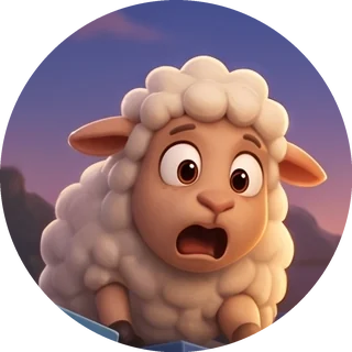 Bramble the sheep looking startled.